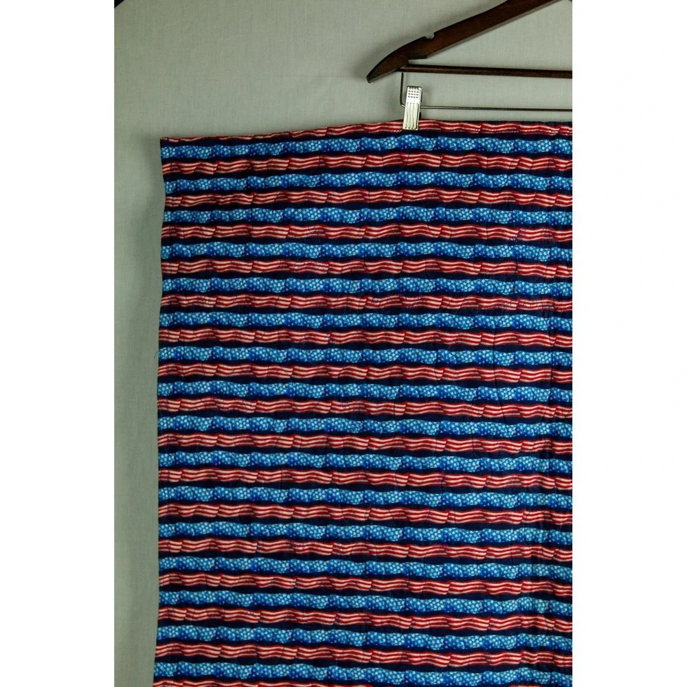 Handmade Patriotic Denim Quilt Americana USA Stars Kids Throw Applique 34 x 41